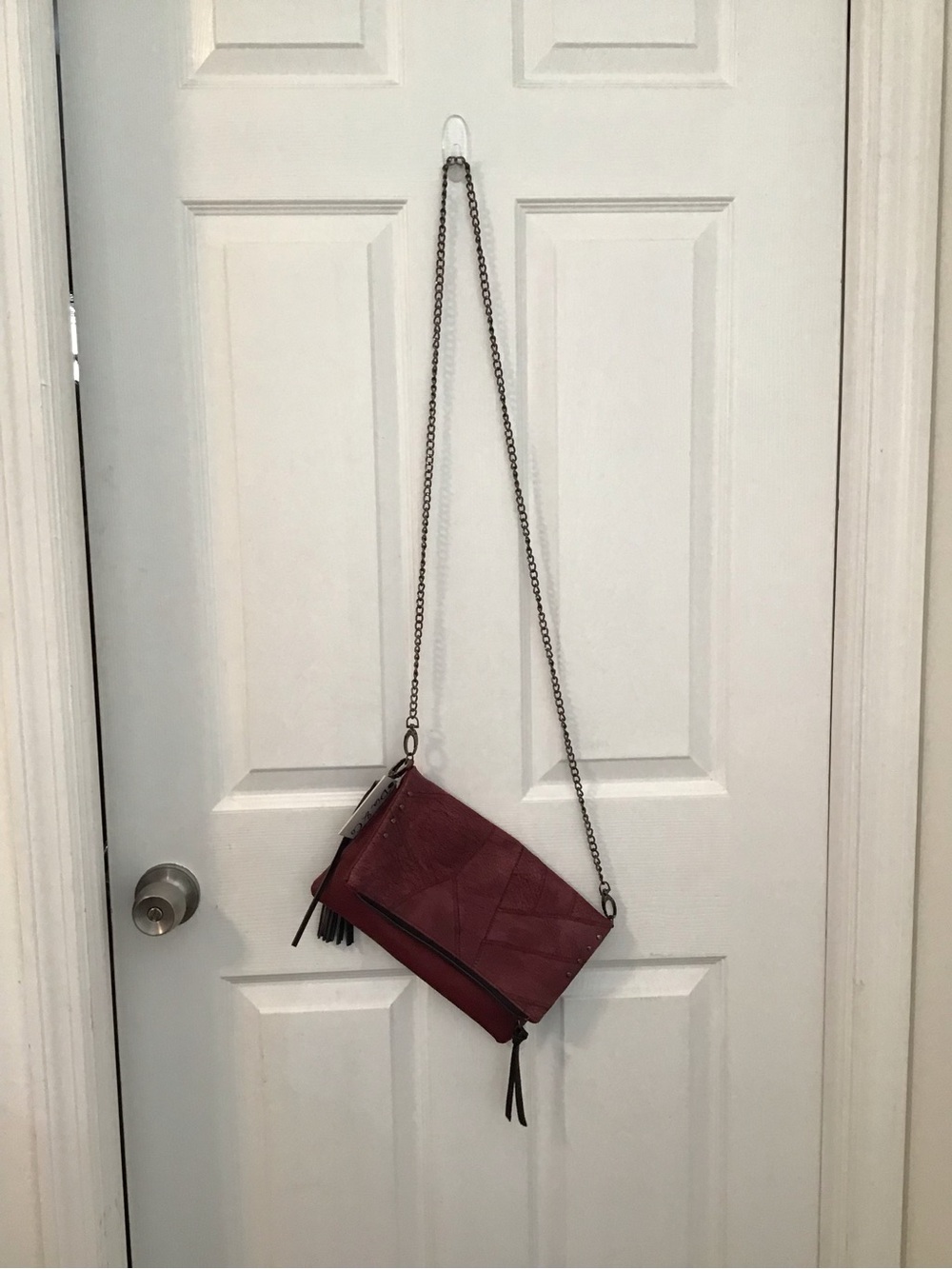 Dia & Co Burgundy Crossbody Bag with Chain Strap